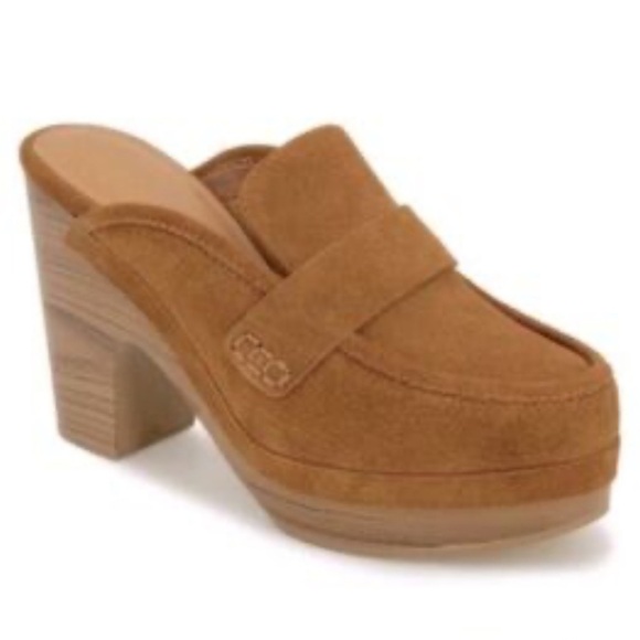 SPLENDID Women Vina LEATHER Suede Clogs Block Heel Mule Platform Shoes Size 6.5 - Picture 1 of 7